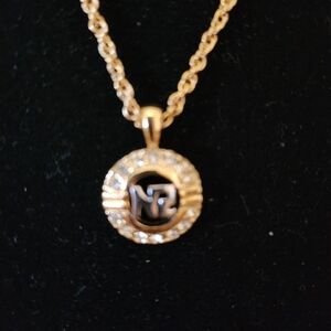 Nina Ricci Gold Rope Pendant Necklace with Crystals NWOT